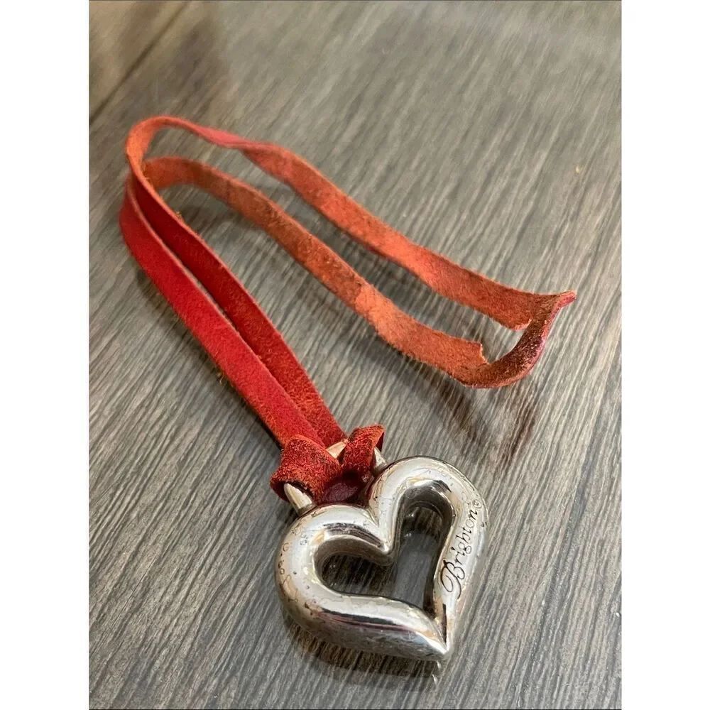 Brighton Replacement Heart Fob Hang Tag Red Leather - Silver-tone Heart